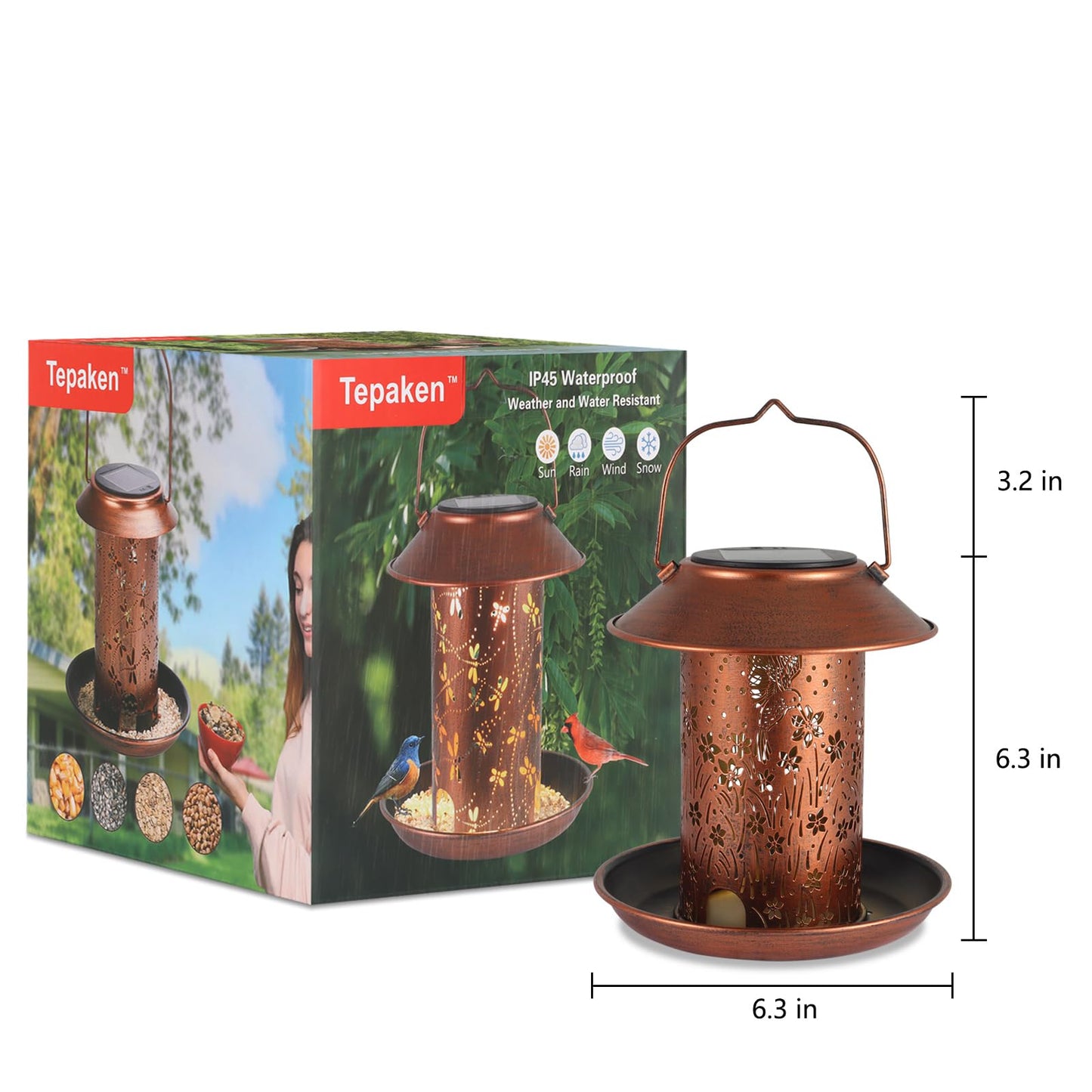 Bird Feeders for Outdoors Hummingbird Solar Lanterns Outdoor Waterproof Hanging Garden Decor Birthdays for Women Mom Metal Solar Decoration Outside for Yard, Patio, Lawn