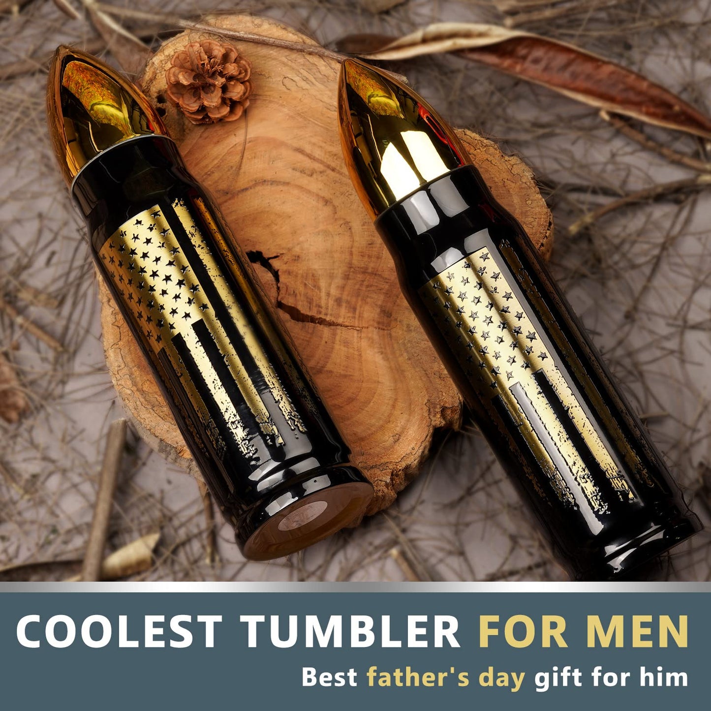 17oz Cool Tumbler Stainless Steel Gifts for Men Him Husband Dad - Unique Shaped Mans Coffee Mug - Fishing Hunting Camping Christmas Anniversary Birthday Gifts for Men Husband Him Teen Boyfriend Women