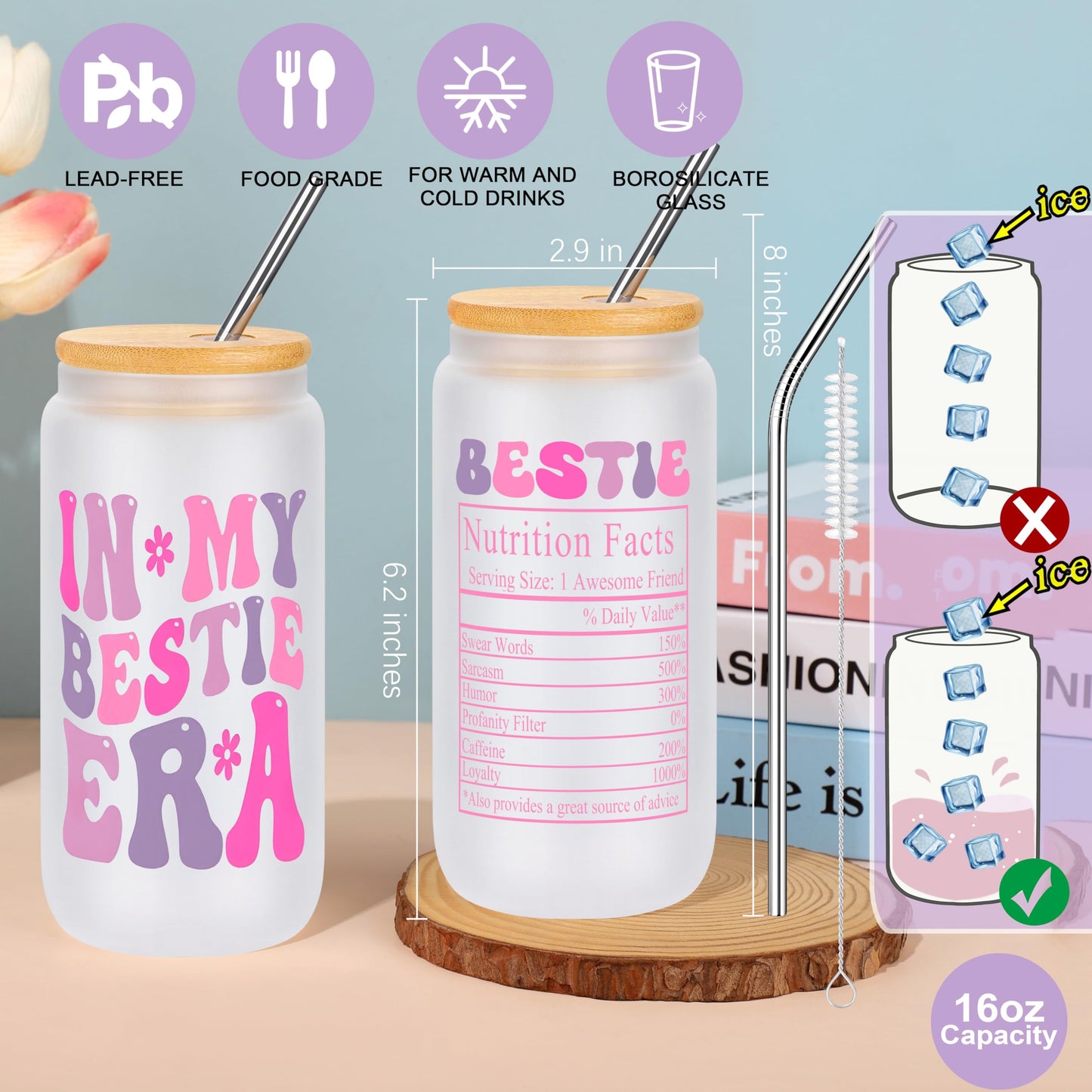 Best Friend Bestie Birthday Gifts for Women, Friendship Gifts for Best Friend Woman, Christmas Mothers Day Valentines Bestie Ideas Presents Basket Set of 6